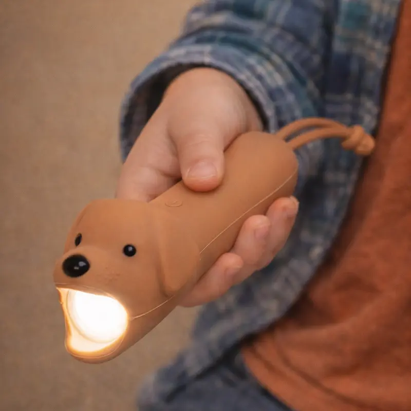 Lampe torche enfant chien caramel rechargeable
