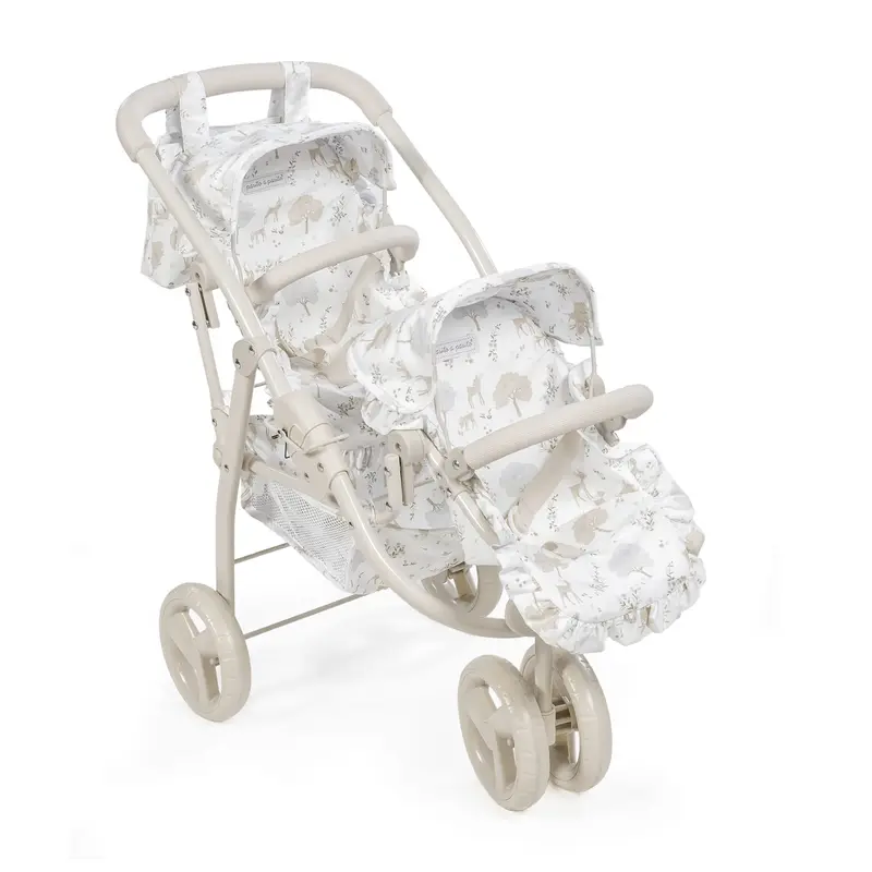 Landau jumeau Nara – Poussette double pour poupées avec sac assorti