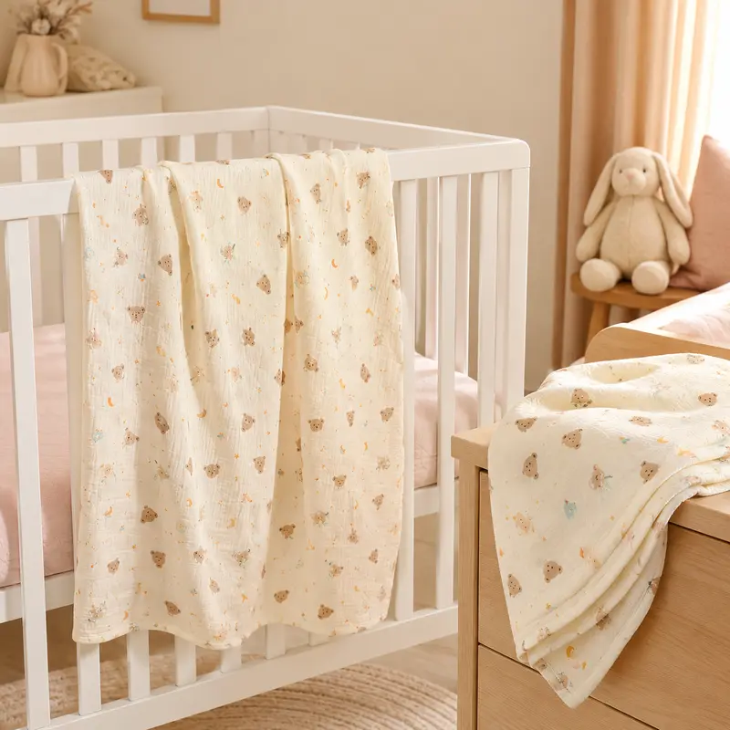 Lange Bébé en Mousseline de Coton 80 × 80 cm – 4 Motifs