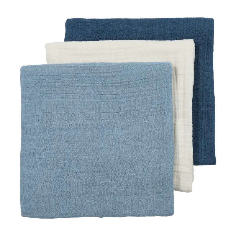 Lange bébé mousseline bleu indigo naturel – lot de 3