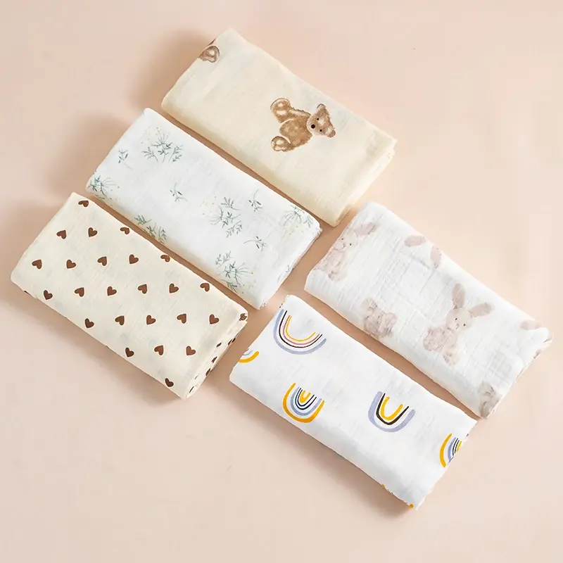 Lange mousseline coton double couche pour nouveau-né