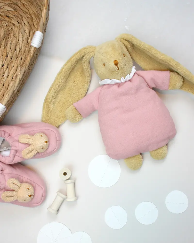 Lapin doudou vieux rose