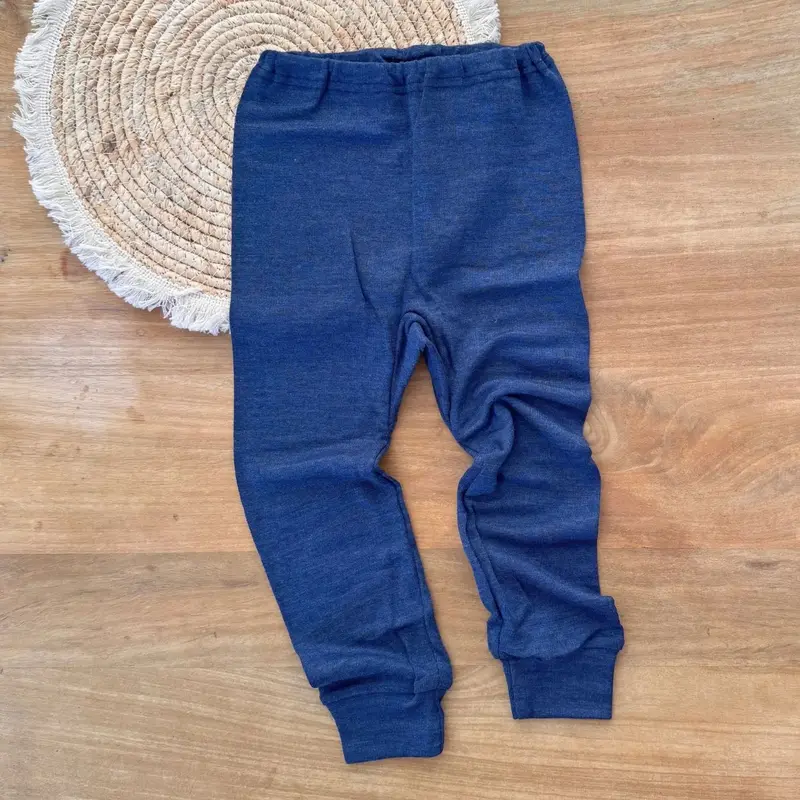 Legging enfant laine et soie Cosilana – Bleu marine
