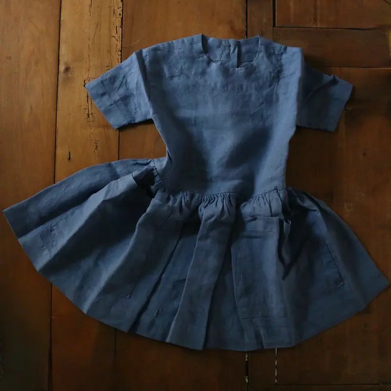 Linen Pocket Dress - Blue Nova - 18m-8y