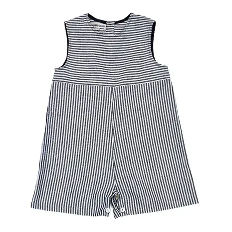 Linen Siblings Overall - Grey/White - 3-5y only