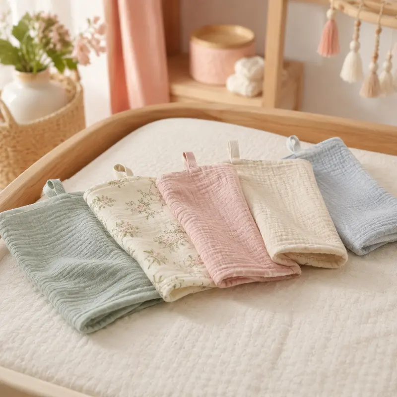 Linges de Toilette Bébé en Gaze de Coton — Lot de 3 ou 5