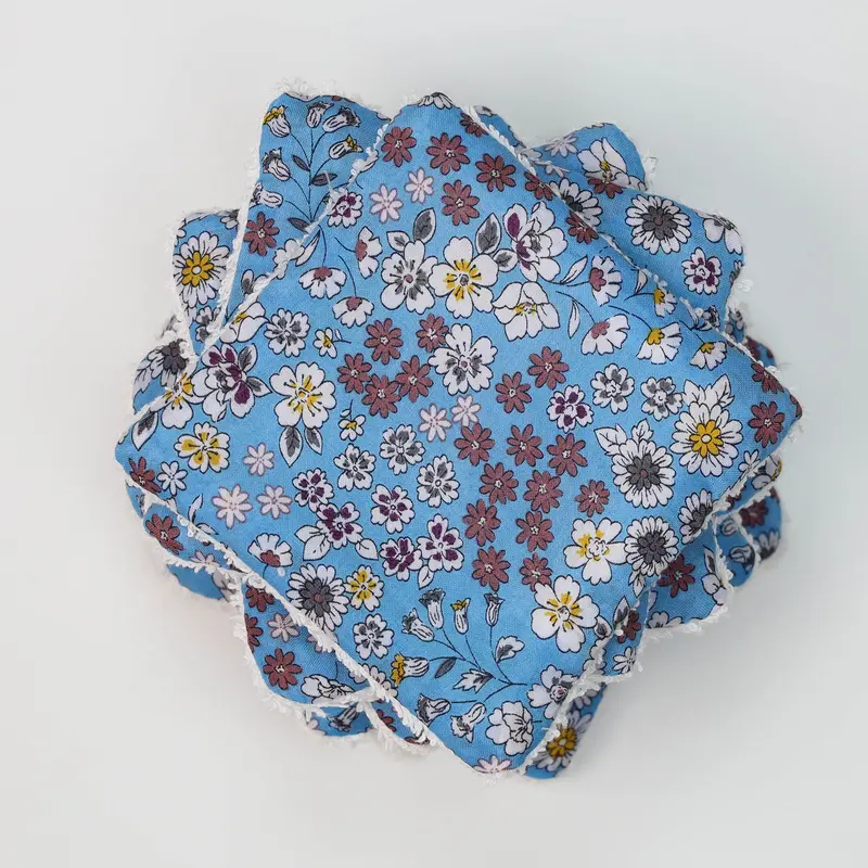 Lingettes lavables azur fleurs blanches