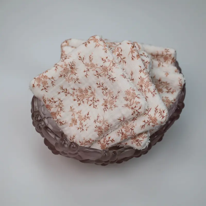 Lingettes lavables fleurs pêche