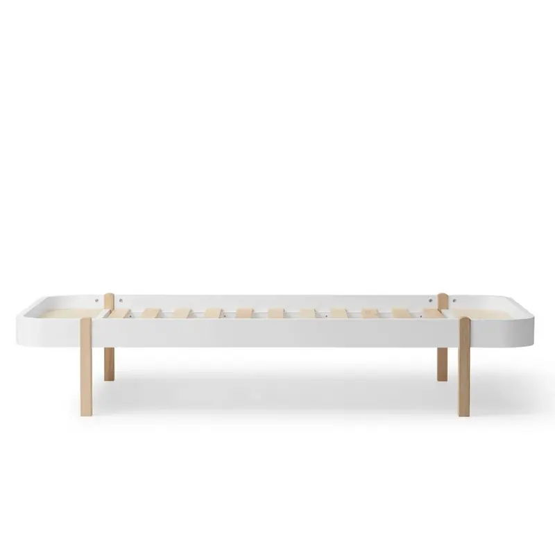 Lit 90 Cm Wood Lounger, Blanc/Chêne