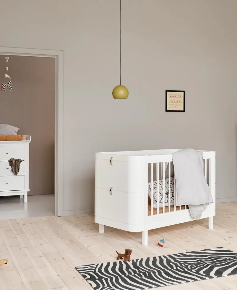 Lit Bébé Évolutif Wood Mini+, Avec Kit Junior Inclus, Blanc