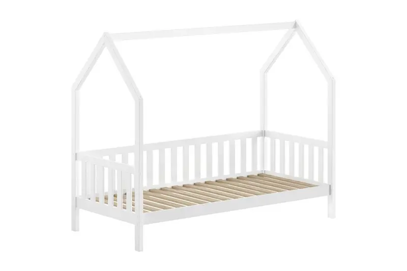 Lit CABANE Avec Grille 90 X 200 cm Blanc