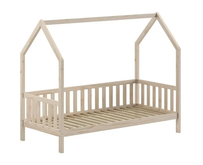 Lit CABANE Avec Grille 90 X 200 cm Naturel