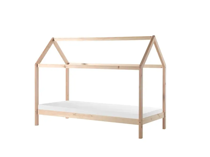 Lit Cabane DALLAS 90x200cm Naturel Avec Matelas