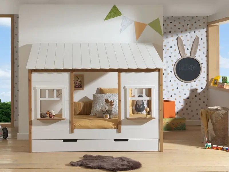Lit Cabane HOUSEBED 90x200cm Blanc