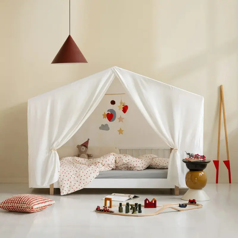 Lit Cabane Oliver Furniture Original, 90x200 Cm, Blanc/chêne