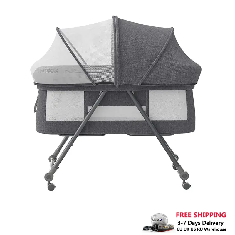 Lit de voyage bébé pliable avec matelas et roulettes silencieuses - cododo XYT-001