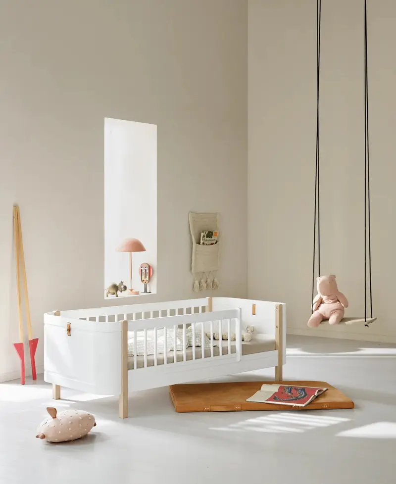 Lit Junior Wood Mini+, Blanc/Chêne