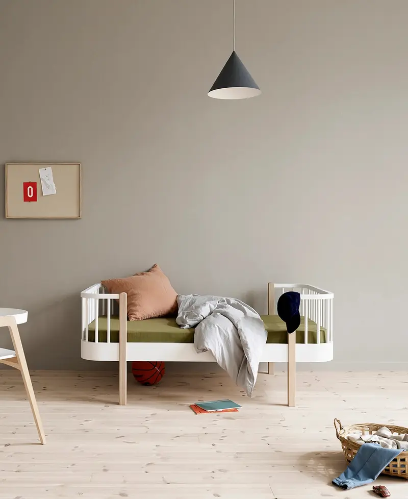 Lit Junior Wood Original 90 x 160 Cm, Blanc/Chêne
