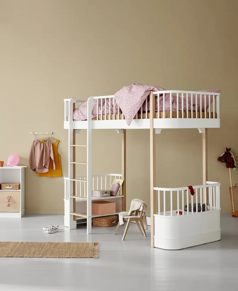Lit Mezzanine Haut Wood Original, Blanc/Chêne