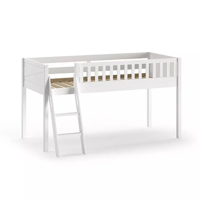Lit Mezzanine Mi-Hauteur (H 115CM) SCOTT Avec Échelle 90 X 200 cm Blanc