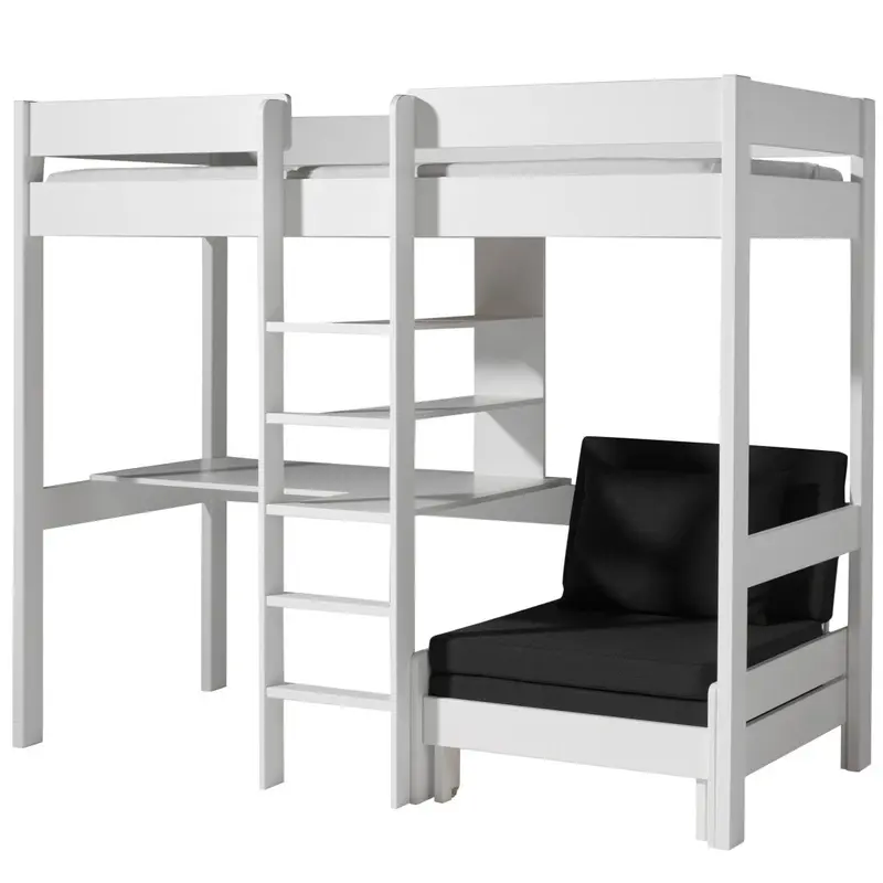 Lit Mezzanine PINO Avec Fauteuil 90 x 200 cm Blanc