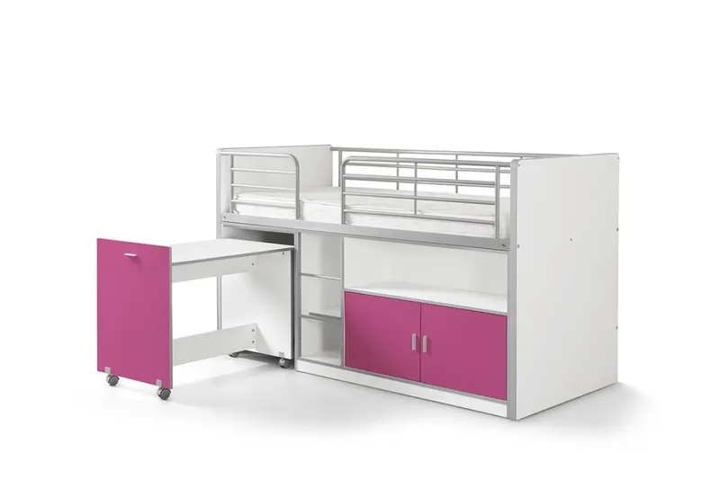Lit Mi-Hauteur (91) BONNY 90 X 200 Cm Fuchsia