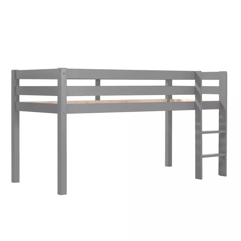 Lit Mi-Hauteur (H 115cm) PINO Avec Échelle 90 X 200 cm Gris