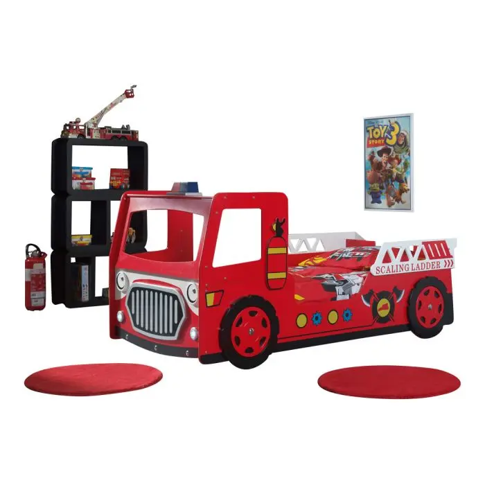 Lit Pompier 90 X 200 Cm Rouge