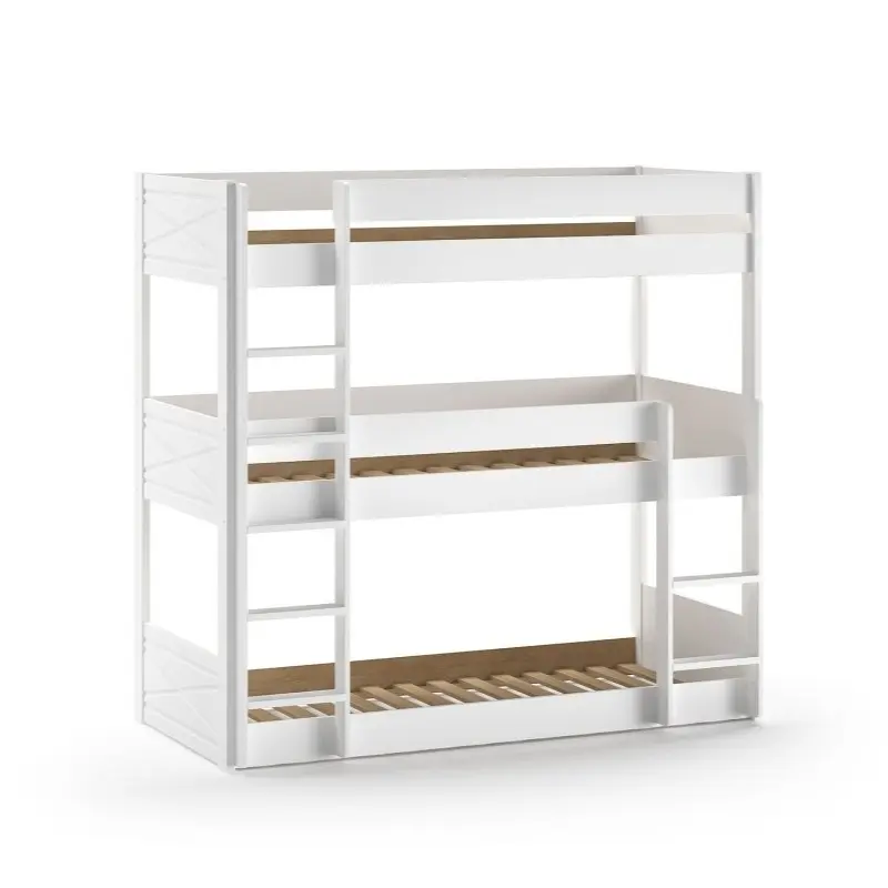 Lit Superposé Triple SCOTT 90x200cm Blanc