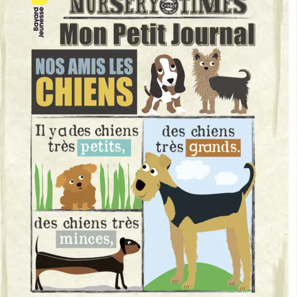 Livre bébé en tissu sensoriel - Mon petit journal chiens