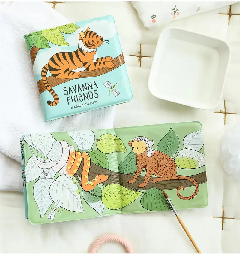 Livre de bain magique Savanne Friends – couleurs qui apparaissent dans l’eau