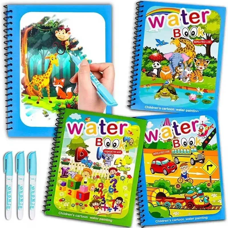Livre de coloriage magique à l'eau avec stylo - jouet éducatif Montessori 2-4 ans