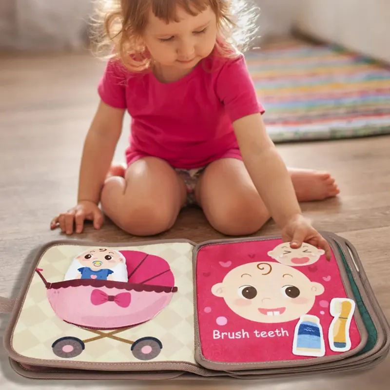 Livre Montessori bébé Mybooni | Activités tissu sensoriel animaux 0-36M