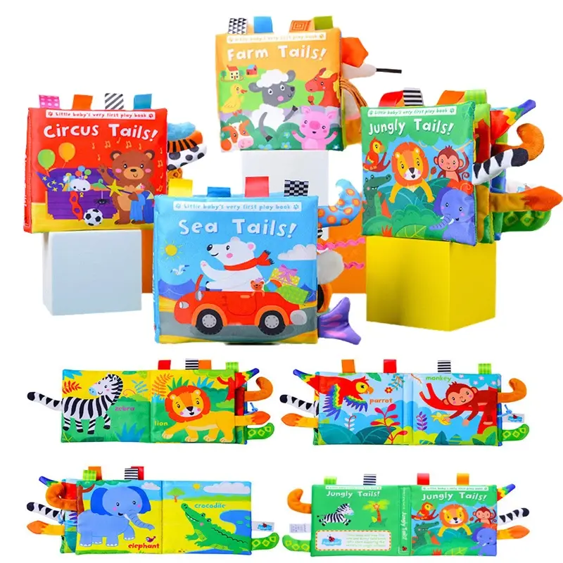 Livre tissu 3D queue grelot bébé Mybooni — Cognitif éveil parent-enfant
