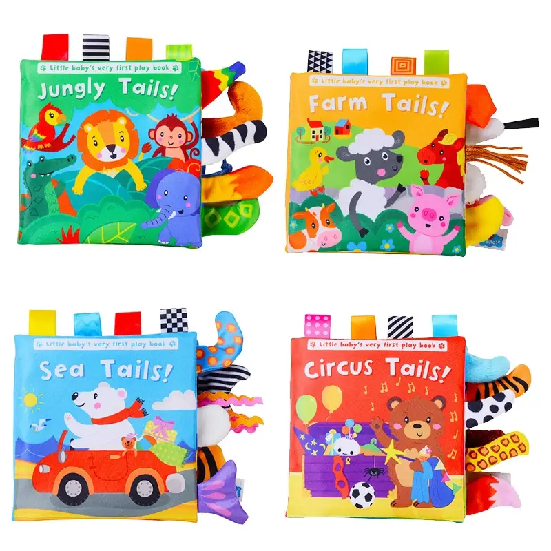Livre tissu animaux queue bébé Mybooni — Jouet cognitif 0-12M