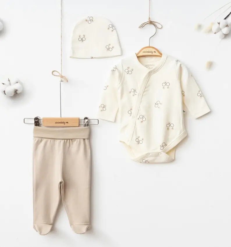 Lot Bébé 3 Pièces 100% Coton Bio petites lunettes (1-3 mois)