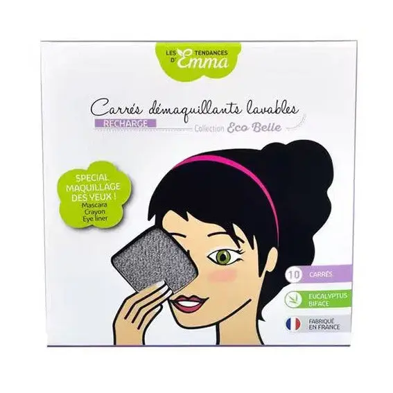 Lot de 10 carrés démaquillants lavables - Les tendances d'Emma - Gris