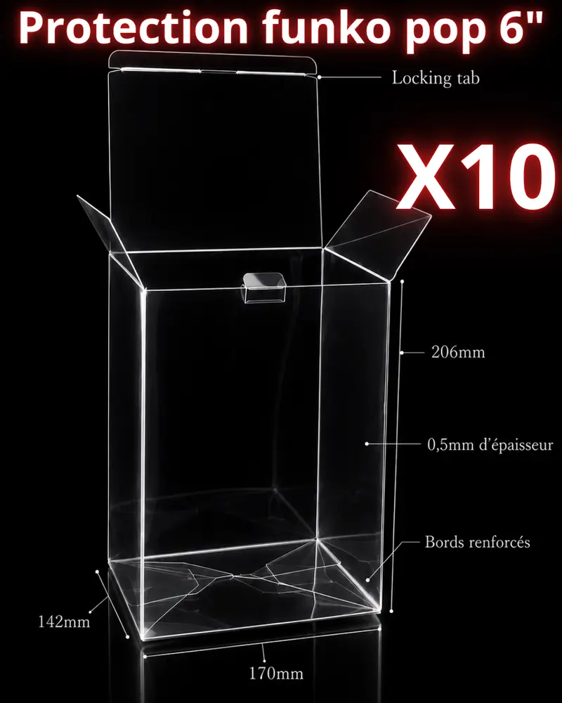 Lot de 10 Funko Pop 6" – Boîte Transparente Renforcée PET 0,5 mm