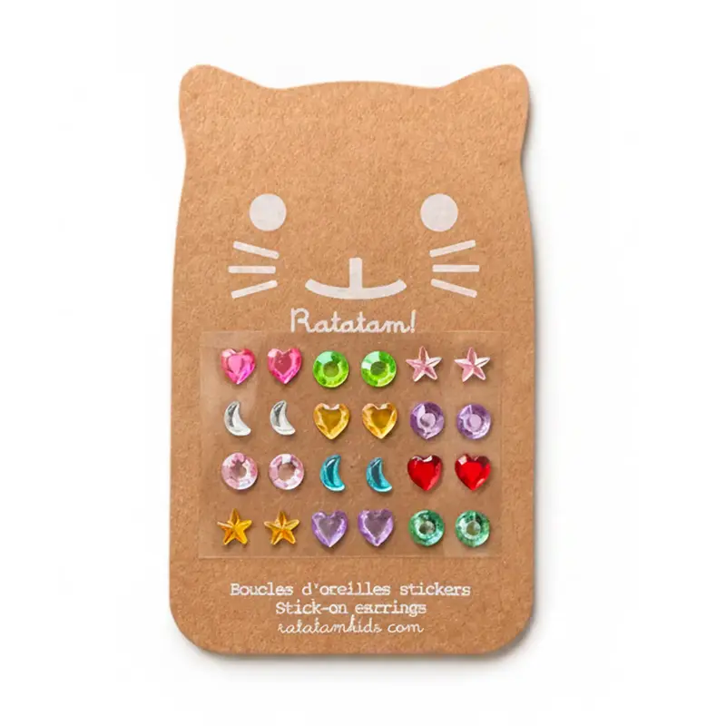 Lot de 12 boucles d'oreilles autocollantes - Diamants - Ratatam