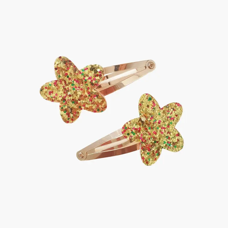 Lot de 2 barrettes Étoiles pailletées Jaune - Mini Galaxie