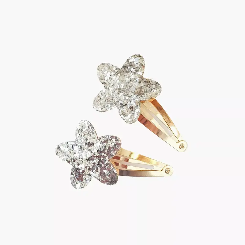 Lot de 2 barrettes étoiles paillettes - Argenté - Mini Galaxie
