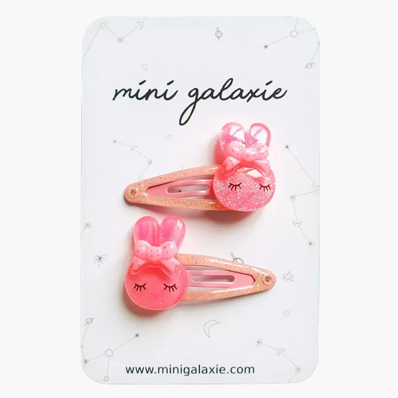 Lot de 2 barrettes lapin à paillettes - Rose - Mini Galaxie