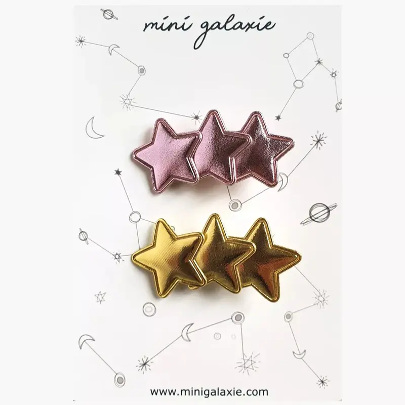 Lot de 2 barrettes Super Star étoiles - Rose & Or - Mini Galaxie