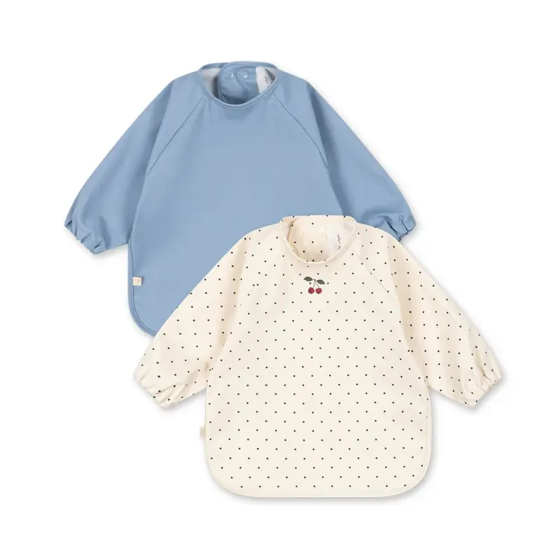 Lot de 2 bavoirs à manches longues - Navy Dot / Rain Washed - Konges Sløjd