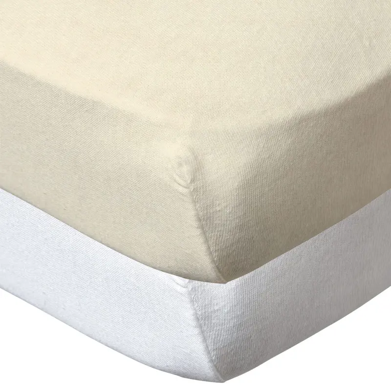 Lot de 2 draps housses en coton 70x140 cm - Blanc + écru