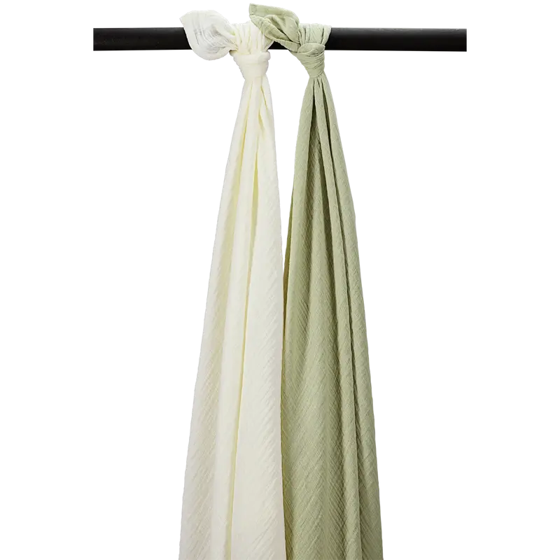 Lot de 2 langes NATURAL SOFT OLIVE 120x120cm
