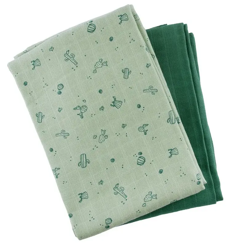 Lot de 2 maxi-langes en coton bio Popolini - Vert