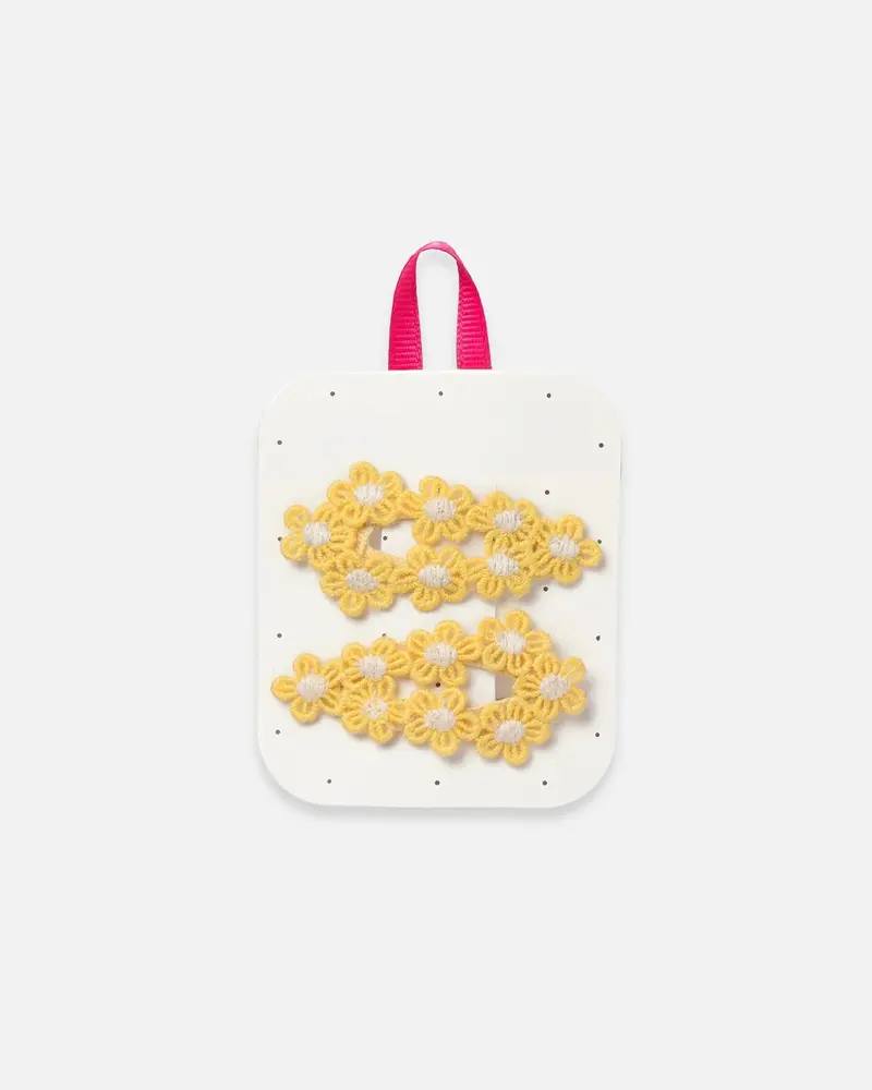 Lot de 2 pinces à crochet fleurs jaune