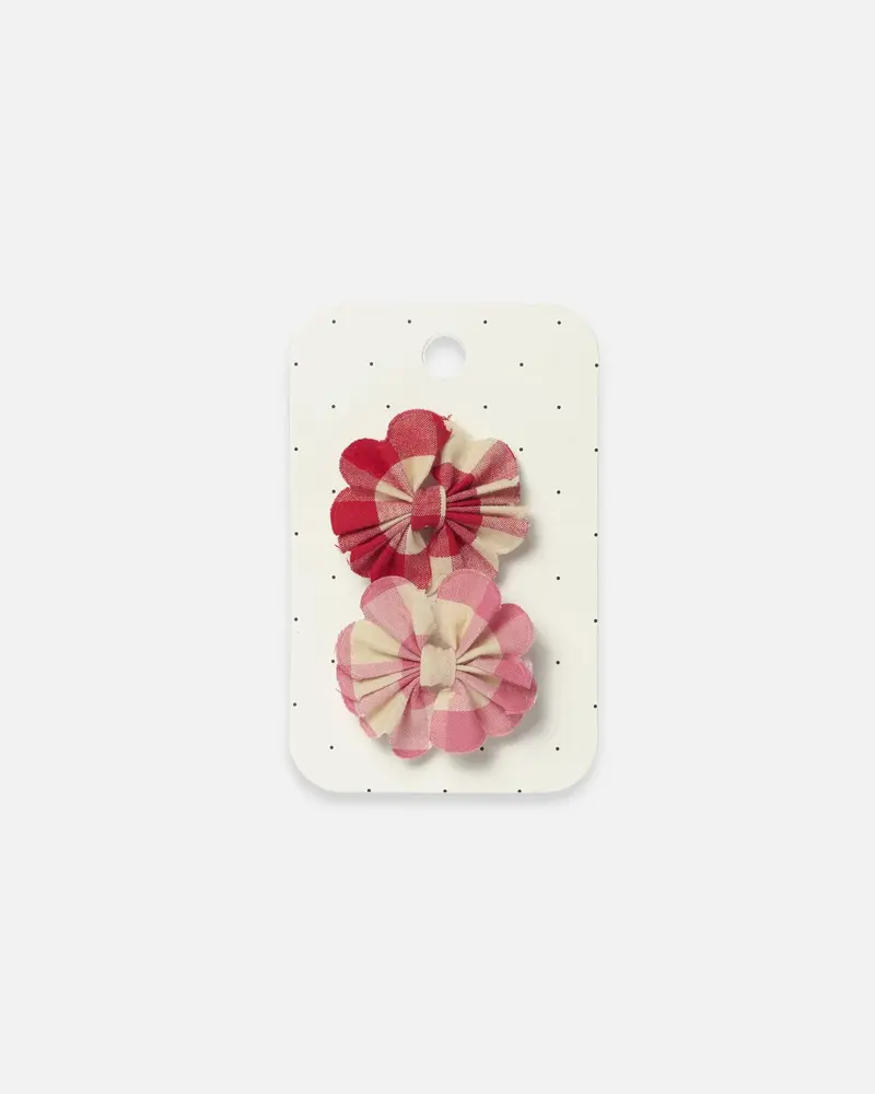 Lot de 2 pinces à nœuds à carreaux vichy rose et rouge