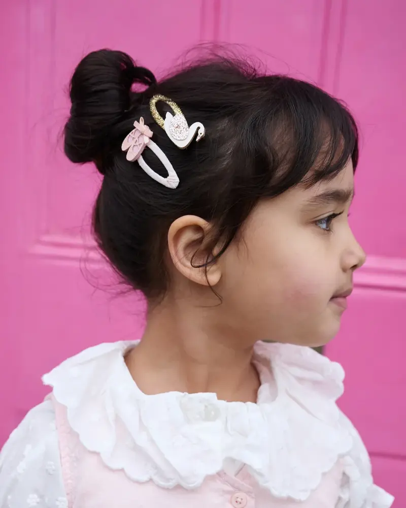 Lot de 2 pinces ballerines pailleté rose